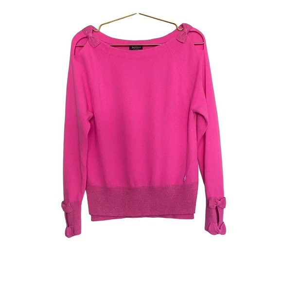 Juicy Couture Sweaters - Juicy Couture Cashmere Sweater Pink Bow Glitter Women's Small Y2K Style